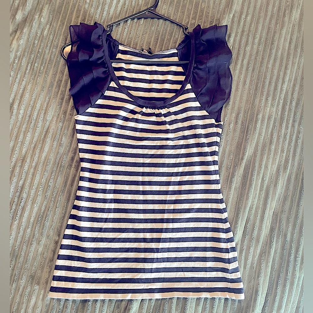 Size small, Express Navy blue and white in color.